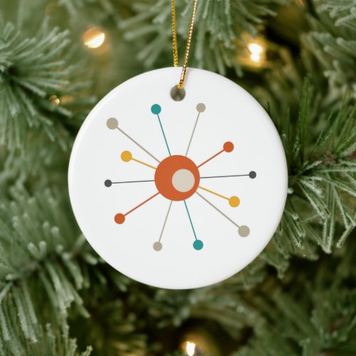 Colorful Atomic Age Starburst Mid Century Modern Ceramic Ornament