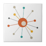 Colorful Atomic Era Starburst Mid Century Modern Ceramic Tile<br><div class="desc">This fabulous mid century modern decorative tile features an atomic starburst in the colors of teal blue,  red,  tan,  yellow,  and black. This will make a colorful addition to your tiling project!</div>