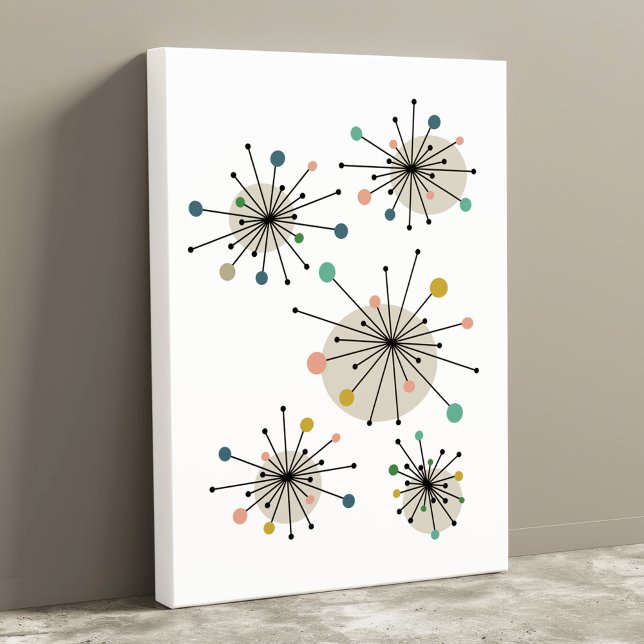 Colorful Atomic Starburst Mid Century Modern Canvas Print (Creator Uploaded)