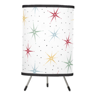 Colorful Atomic Starburst Mid Century Pattern Tripod Lamp