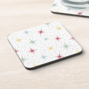 Colorful Atomic Starburst Mid Century Retro Beverage Coaster
