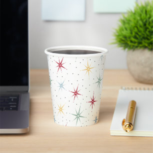 Colorful Atomic Starburst Mid Century Retro Paper Cups