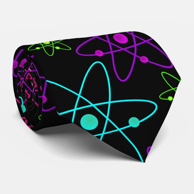 Colorful Atoms on Black Tie (Rolled)