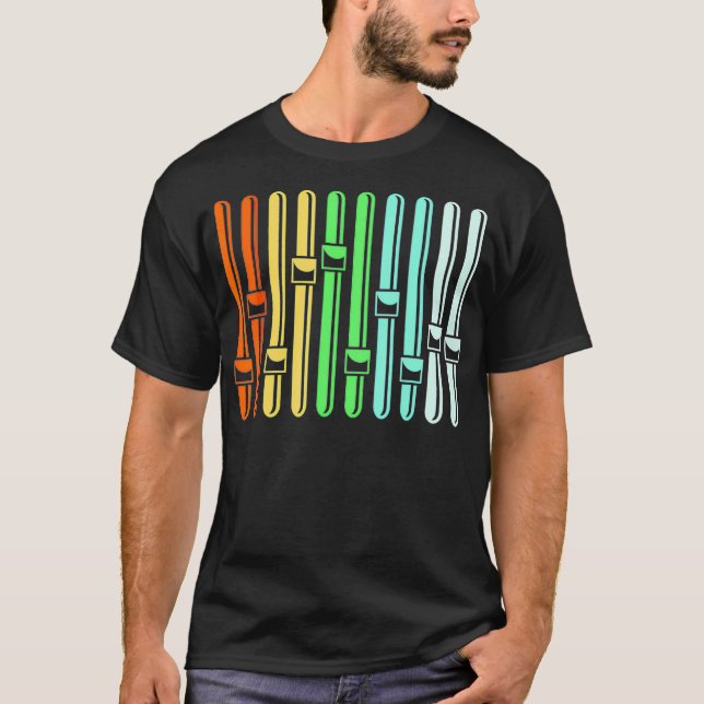 Colorful Audio Engineer Sound VU Meter  T-Shirt (Front)