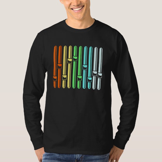 Colorful Audio Engineer Sound Vu Meter T-Shirt (Front)