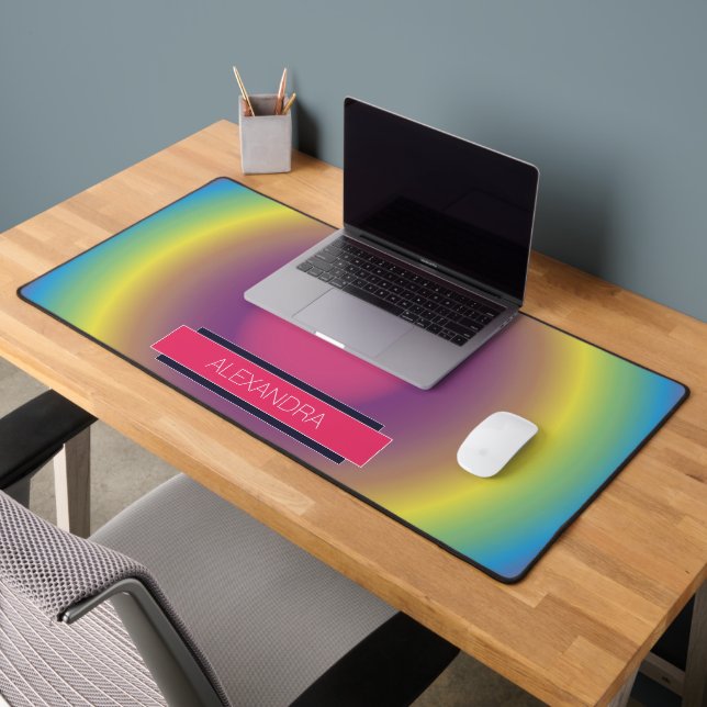 Colorful Aura Gradient Chic Stylish Pink  Desk Mat (Office 2)