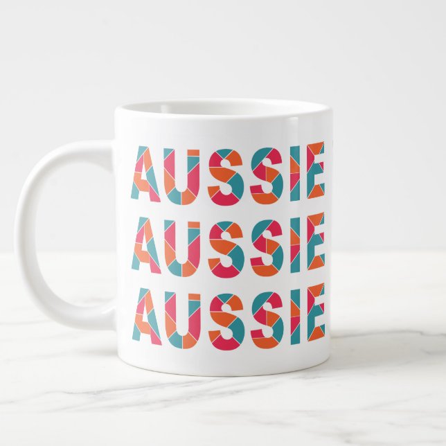 Colorful AUSSIE custom name jumbo mug (Left)