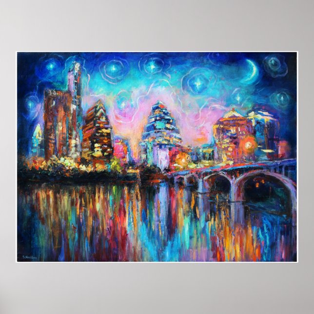 Colorful Austin Skyline Poster Svetlana Novikova (Front)