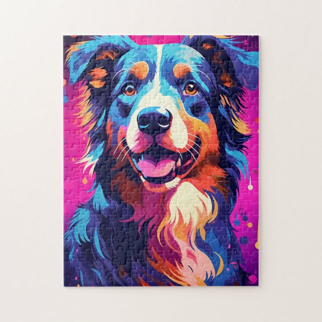 Colorful Australian Shepherd Art Jigsaw Puzzle (Vertical)