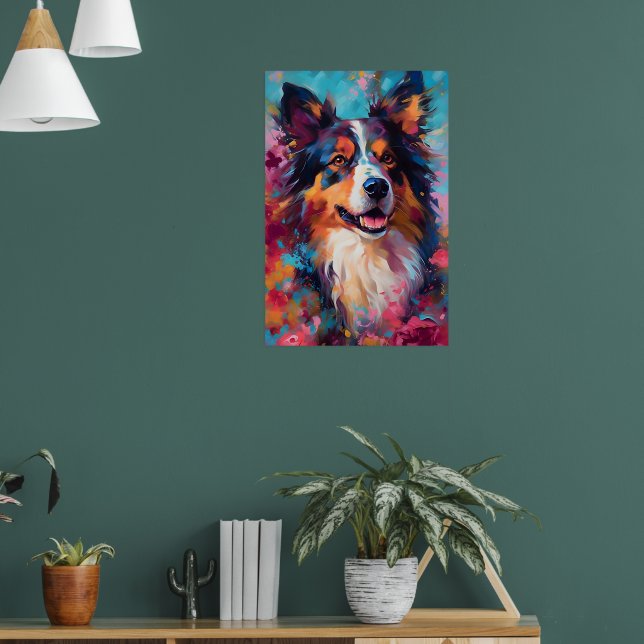 Colorful Australian Shepherd Art Poster (Living Room 1)