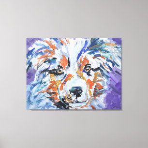 Colorful Australian Shepherd Dog Portrait Canvas Print
