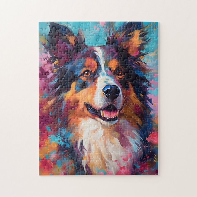 Colorful Australian Shepherd Jigsaw Puzzle (Vertical)