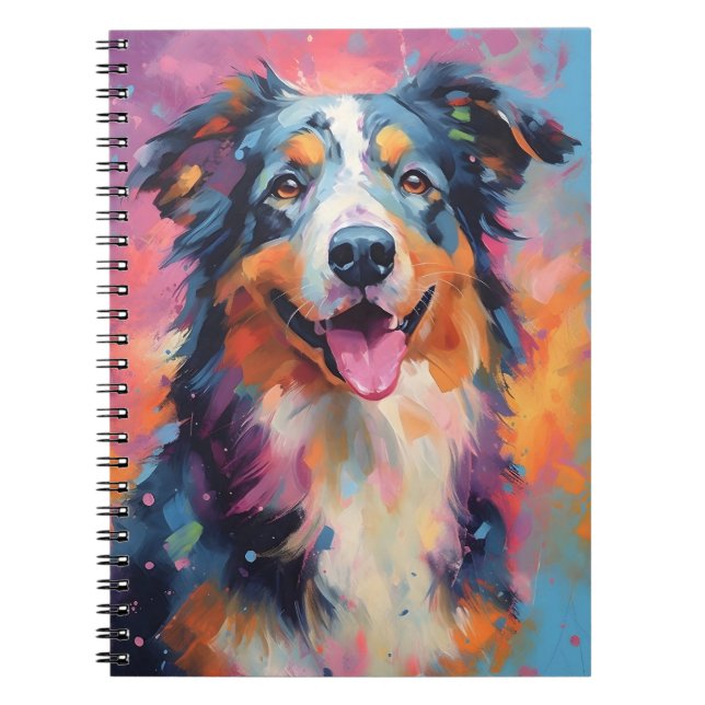 Colorful Australian Shepherd Notebook (Front)