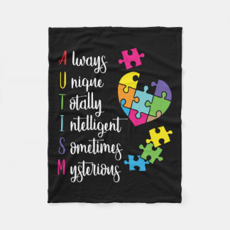 Colorful Autism Awareness Gift Design For Asd Fleece Blanket