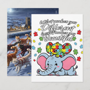 Colorful Autism Awareness Puzzle Heart Design Holiday Postcard