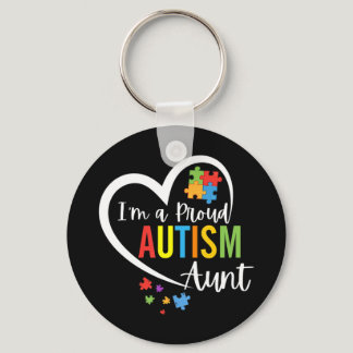 Colorful autism awareness puzzle pieces heart perf keychain