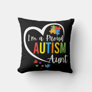 Colorful autism awareness puzzle pieces heart perf throw pillow