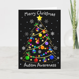 Colorful Autism Christmas Tree Holiday Card