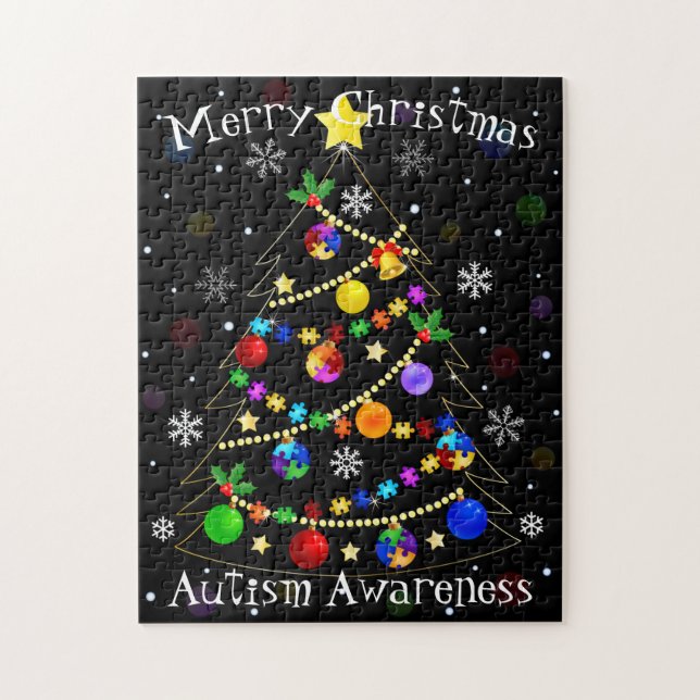 Colorful Autism Christmas Tree Jigsaw Puzzle (Vertical)