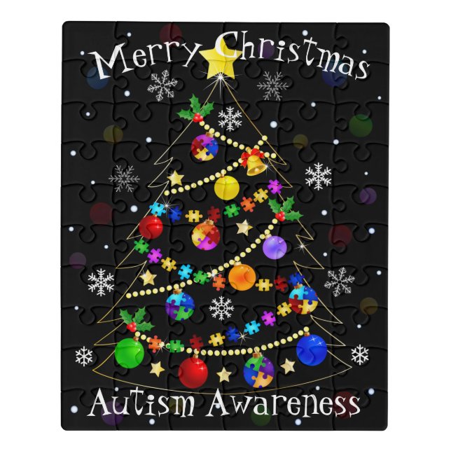 Colorful Autism Christmas Tree Jigsaw Puzzle (Puzzle Vertical)