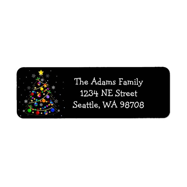 Colorful Autism Christmas Tree Label (Front)