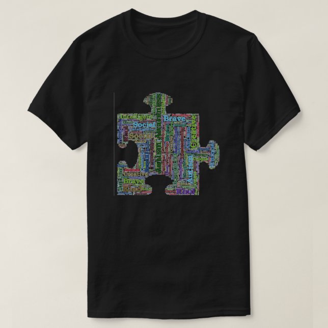 Colorful Autism Jigsaw Puzzle Art T-shirt (Design Front)