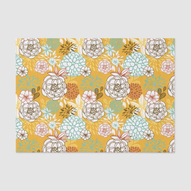Colorful Autumn Blooms Pattern Tissue Paper (Front)