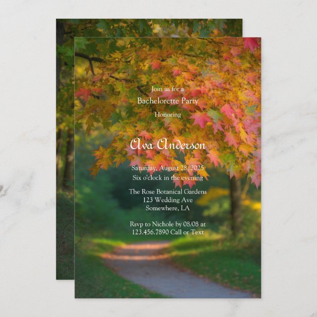 Colorful Autumn Day Bachelorette Party Invitation (Front/Back)