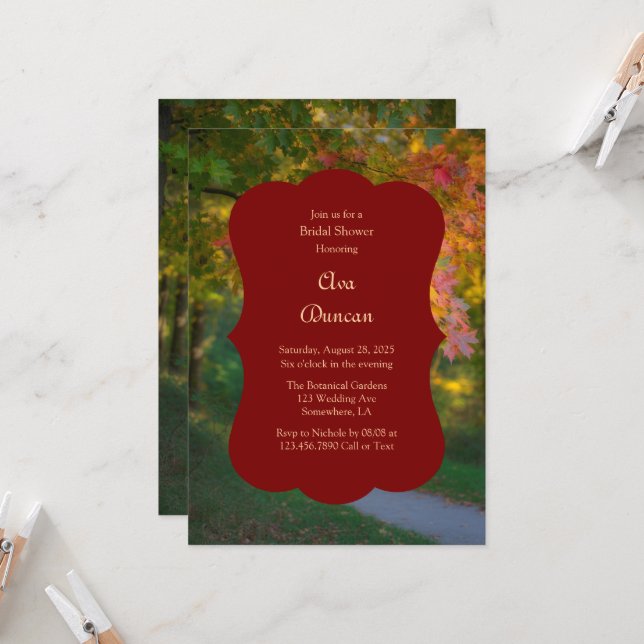 Colorful Autumn Day Bridal Shower Invitation (Front/Back In Situ)