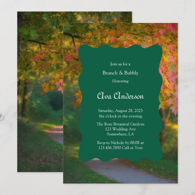 Colorful Autumn Day Brunch & Bubbly Invitation (Front/Back)