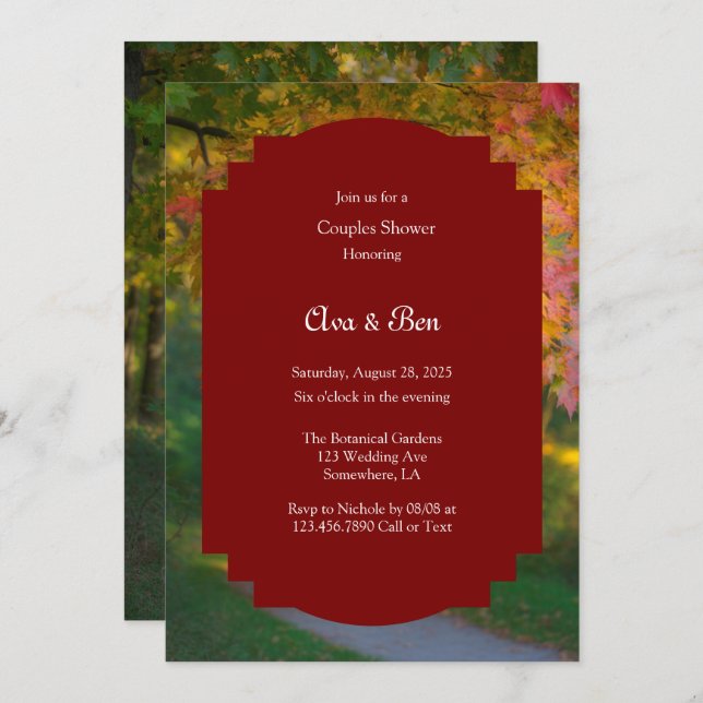 Colorful Autumn Day Couples Shower Invitation (Front/Back)