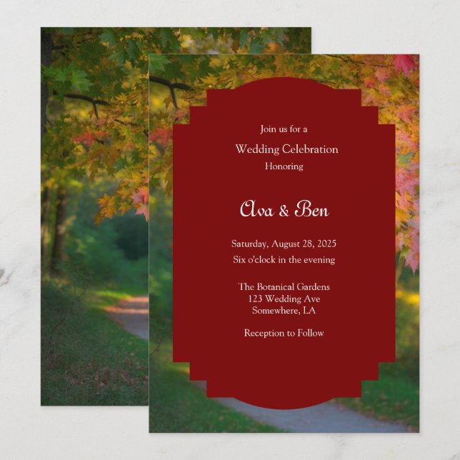 Colorful Autumn Day Wedding Celebration  Invitation (Front/Back)