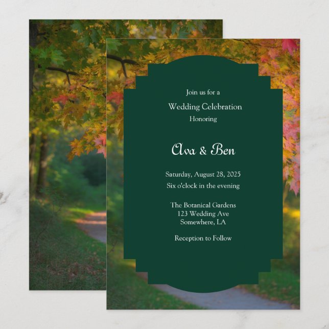 Colorful Autumn Day Wedding Celebration Invitation (Front/Back)