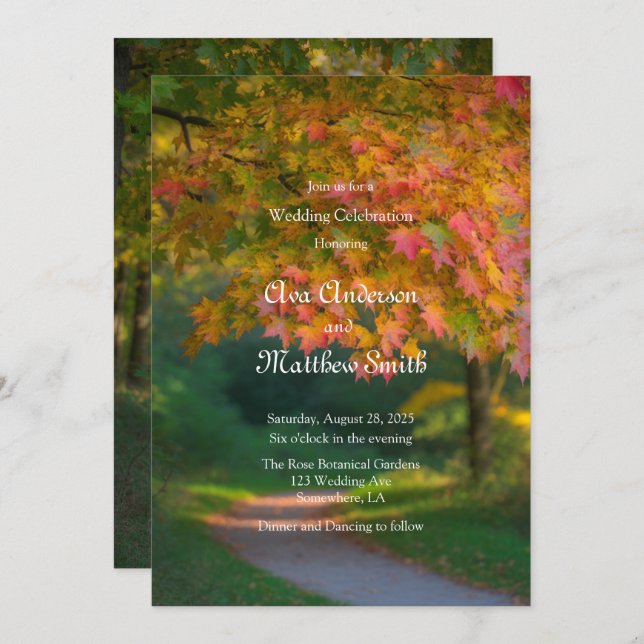 Colorful Autumn Day Wedding Celebration  Invitation (Front/Back)