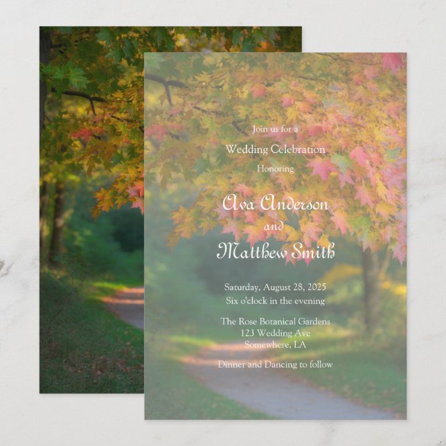 Colorful Autumn Day Wedding Celebration  Invitation (Front/Back)