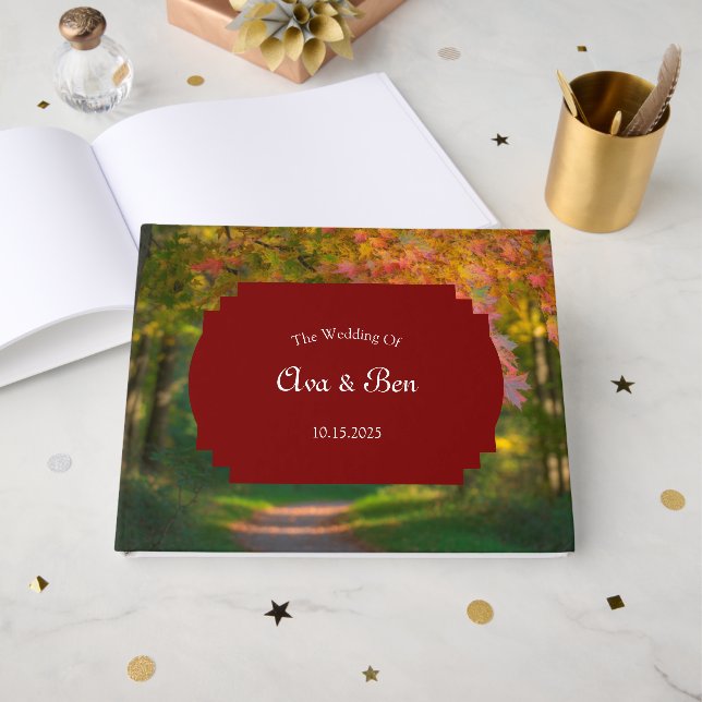 Colorful Autumn Day Wedding Guest Book (Front Open)