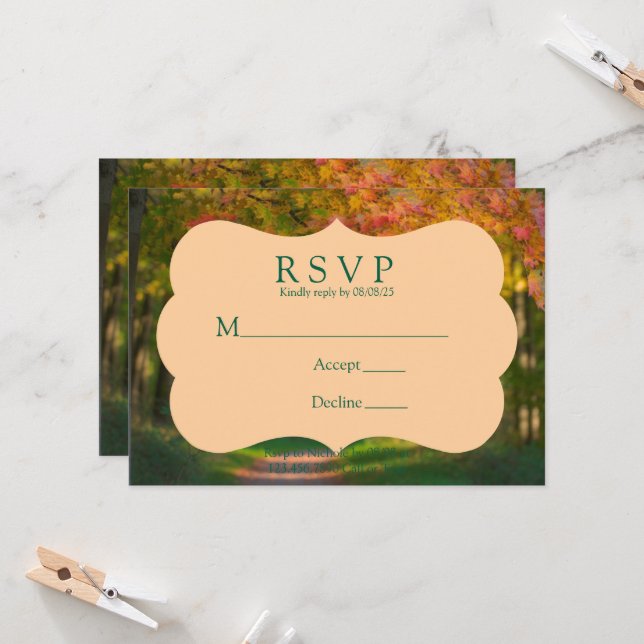Colorful Autumn Day Wedding RSVP Card (Front/Back In Situ)
