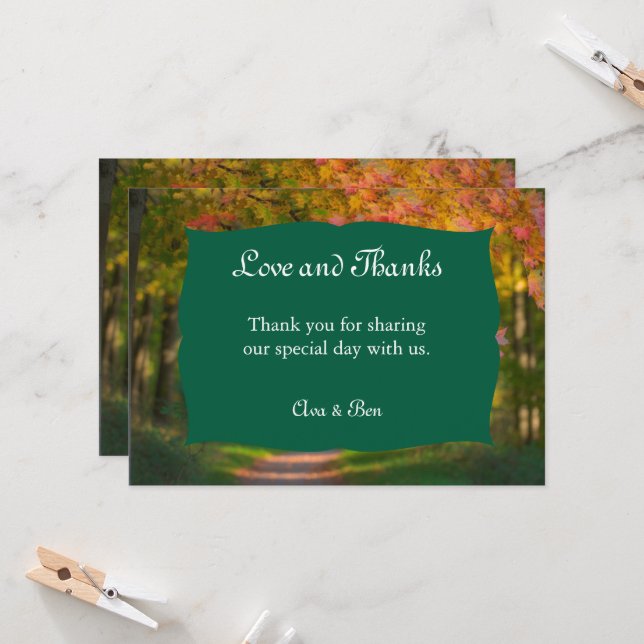 Colorful Autumn Day Wedding Thank You Card (Front/Back In Situ)