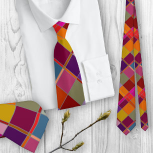 Colorful Autumn Design Checkered Tie