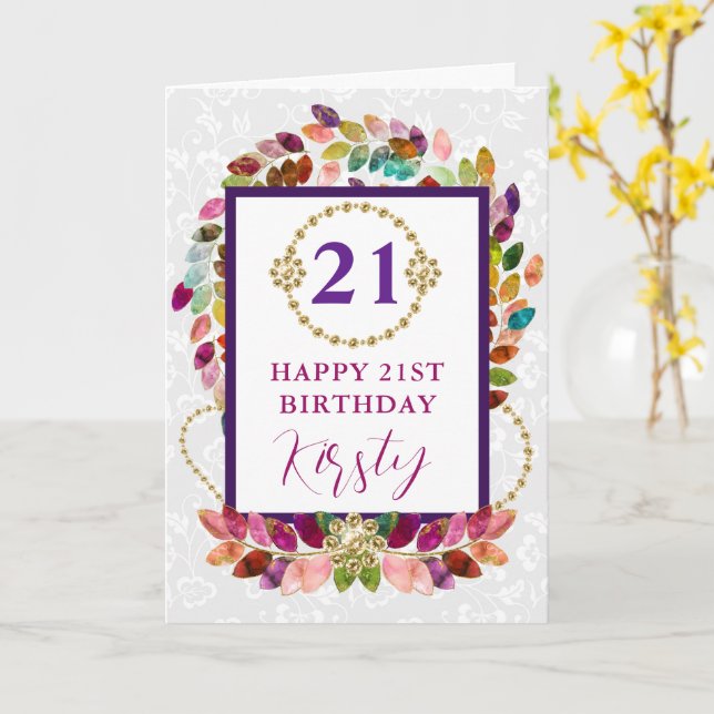 Colorful Autumn Fall Leaves Birthday Card (Yellow Flower)