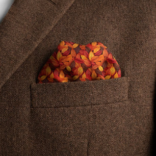 Colorful Autumn Fall Leaves Pattern Pocket Square Bandana