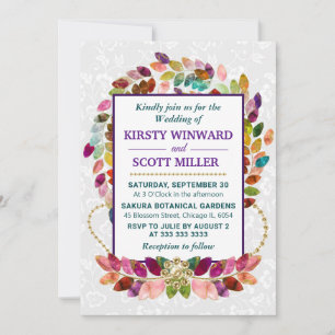 Colorful Autumn Fall Leaves Wedding Invitation