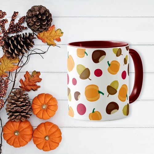 Colorful Autumn Fall Pumpkin Berries Pattern Mug