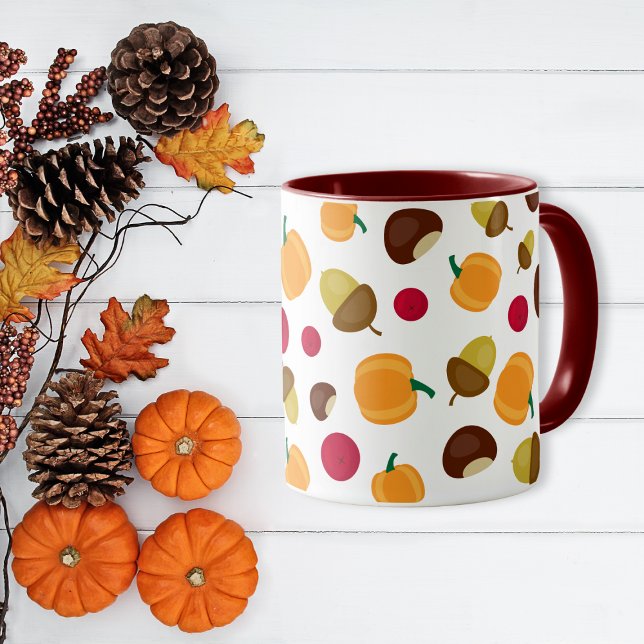 Colorful Autumn Fall Pumpkin Berries Pattern Mug (Creator Uploaded)