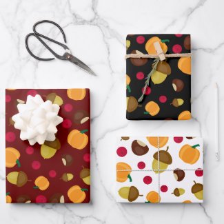 Colorful Autumn Fall Pumpkin Berries Pattern