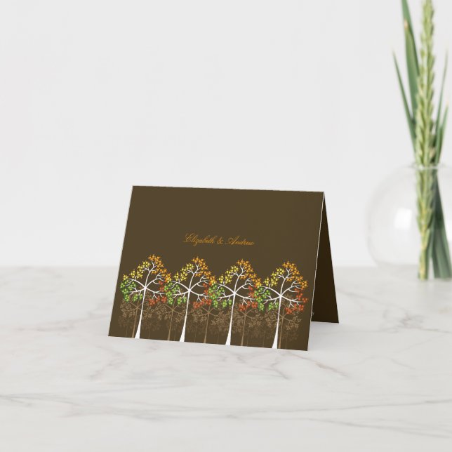 Colorful Autumn Fall Trees Thank You Note Card (Front)