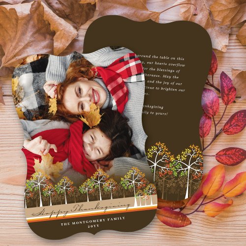 Colorful Autumn Fall Trees Thanksgiving Photo Holiday Card