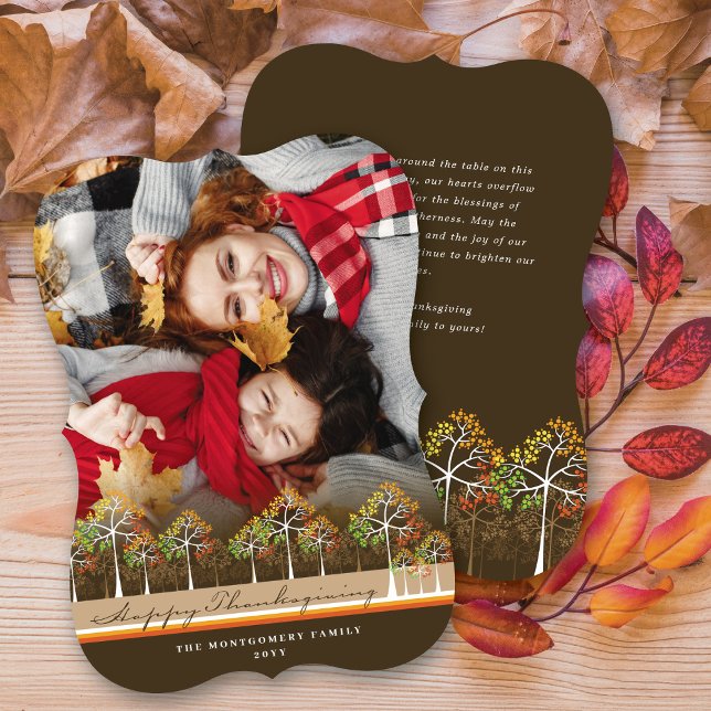 Colorful Autumn Fall Trees Thanksgiving Photo Holiday Card (Creator Uploaded)