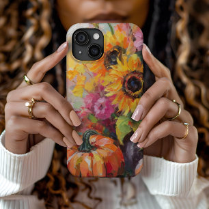 Colorful Autumn Floral and Pumpkins iPhone 15 Case