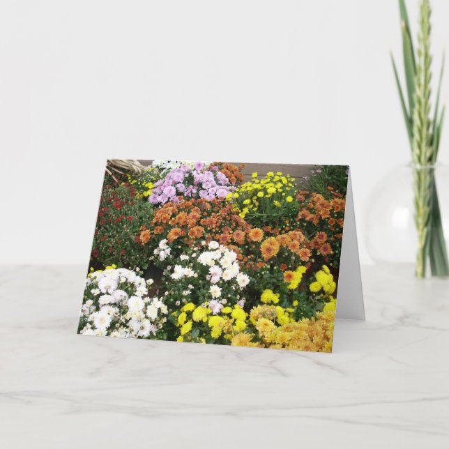 Colorful Autumn Flowers Holiday Card (Front)